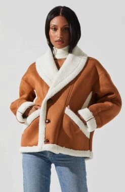 Pippa Faux Shearling Jacket -Dresses Sales Store ACT17851 CAMEL 3