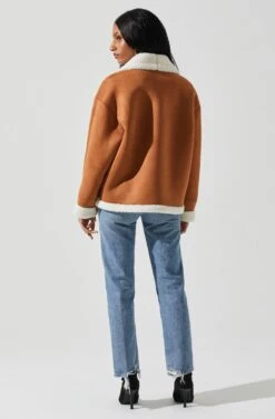 Pippa Faux Shearling Jacket -Dresses Sales Store ACT17851 CAMEL 5