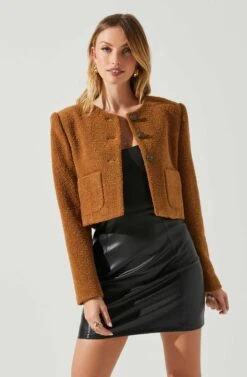 Lyssa Cropped Jacket -Dresses Sales Store ACT17853B CAMEL 3