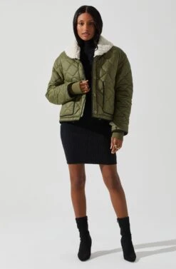 Bellamie Quilted Jacket -Dresses Sales Store ACT17854 OLIVE 1