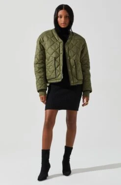 Bellamie Quilted Jacket -Dresses Sales Store ACT17854 OLIVE 2