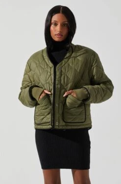 Bellamie Quilted Jacket -Dresses Sales Store ACT17854 OLIVE 3