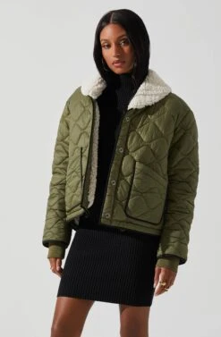 Bellamie Quilted Jacket -Dresses Sales Store ACT17854 OLIVE 4