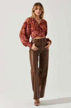 Pernilla Pleated Floral Puff Sleeve Top -Dresses Sales Store ACT17858C RUSTFLORAL 2