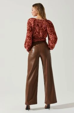 Pernilla Pleated Floral Puff Sleeve Top -Dresses Sales Store ACT17858C RUSTFLORAL 6