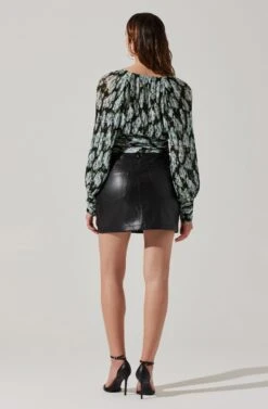 Pernilla Pleated Floral Puff Sleeve Top -Dresses Sales Store ACT17858 BLACKFLORAL 5