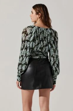 Pernilla Pleated Floral Puff Sleeve Top -Dresses Sales Store ACT17858 BLACKFLORAL 6