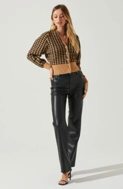 Ruby Houndstooth Cardigan -Dresses Sales Store ACT17863 TAUPEBLACK 2