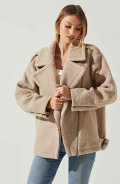Layne Oversized Moto Jacket -Dresses Sales Store ACT17865 TAUPE 3