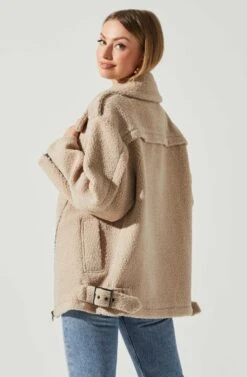 Layne Oversized Moto Jacket -Dresses Sales Store ACT17865 TAUPE 5