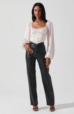 Penny Ruched Bust Long Sleeve Top -Dresses Sales Store ACT17882S BLUSH 2