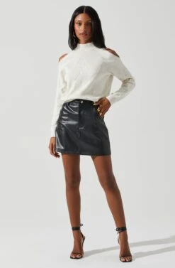 Tori Pearl Embellished Cold Shoulder Sweater -Dresses Sales Store ACT17885 CREAM 2