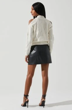 Tori Pearl Embellished Cold Shoulder Sweater -Dresses Sales Store ACT17885 CREAM 6