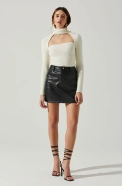 Izabella Turtleneck Cutout Sweater -Dresses Sales Store ACT17888 WHITE 1