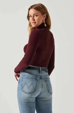 Izabella Turtleneck Cutout Sweater -Dresses Sales Store ACT17888 WINE 6