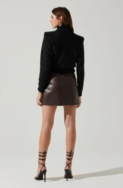 Daleyza Padded Shoulder Turtleneck Sweater -Dresses Sales Store ACT17899 BLACK 6