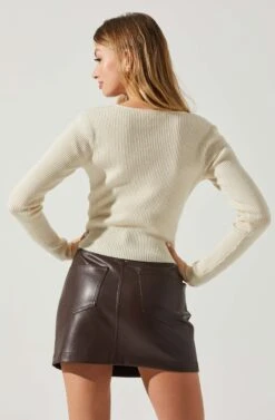 Rylee Twist Front Cutout Sweater -Dresses Sales Store ACT17919 CREAM 5