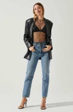 Julane Rhinestone Mesh Top -Dresses Sales Store ACT17938 BLACKSILVER 1