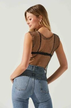 Julane Rhinestone Mesh Top -Dresses Sales Store ACT17938 BLACKSILVER 5