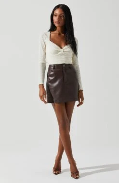 Ren Textured Sweetheart Long Sleeve Top -Dresses Sales Store ACT17975 CREAM 2