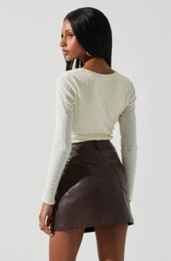 Ren Textured Sweetheart Long Sleeve Top -Dresses Sales Store ACT17975 CREAM 6