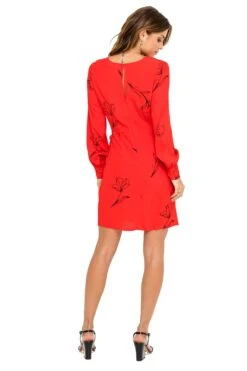 Apron Front Wrap Dress -Dresses Sales Store ADR100098 RED SKETCH FLORAL 3