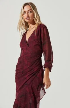 Long Sleeved Cinched Mermaid Dress -Dresses Sales Store ADR100106 WINEFLORAL 3