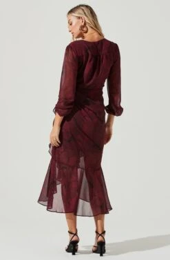 Long Sleeved Cinched Mermaid Dress -Dresses Sales Store ADR100106 WINEFLORAL 5