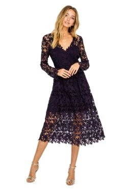 Long Sleeve Lace Midi Dress