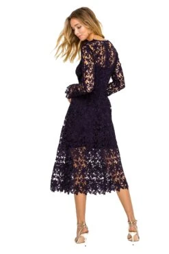 Long Sleeve Lace Midi Dress -Dresses Sales Store ADR100195 EGGPLANT 3