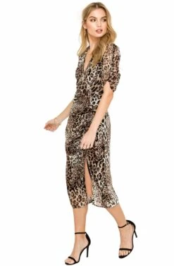 Short Sleeve Ruched Dress -Dresses Sales Store ADR100265 LEOPARD PRINT 3A