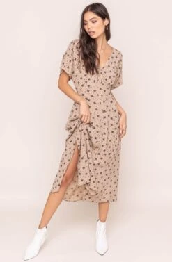 Dolman Button Front Midi Dress