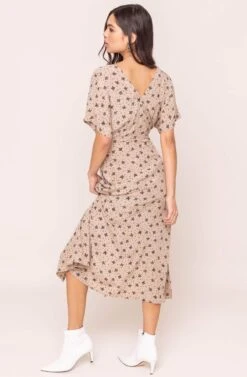 Dolman Button Front Midi Dress -Dresses Sales Store ADR100268 TAUPE BLACK MULTI FLORAL 5AA