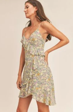 Print Mix Mini Dress -Dresses Sales Store ADR100336 TAUPEYELLOWFLORAL 4