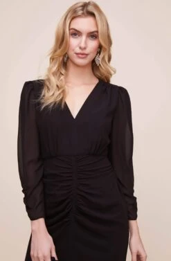 Margot Ruched Front Midi Dress -Dresses Sales Store ADR100372C BLACK 3 1e96215a 5895 4fca 9020 480726e68c65