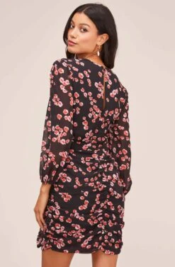 Shirred Long Sleeve Mini Dress -Dresses Sales Store ADR100405 RED PETAL 4