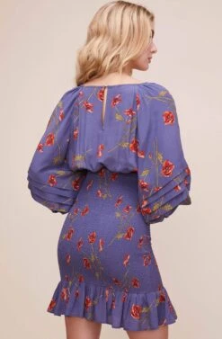 Dolman Smocked Dress -Dresses Sales Store ADR100564 NAVY RED FLORAL 7