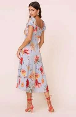 Donna Floral Midi Dress -Dresses Sales Store ADR100566 BLUE ORANGEFLORAL 4