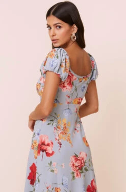 Donna Floral Midi Dress -Dresses Sales Store ADR100566 BLUE ORANGEFLORAL 5