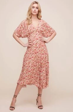 Dolman V Neck Floral Midi Dress -Dresses Sales Store ADR100605 BLUSH MULTI FLORAL 2 aab6fe8c a7e3 463c 9869 f633a12e9ed0