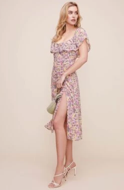 Sylvia Floral Midi Dress -Dresses Sales Store ADR100613 YELLOW LILAC MULTI FLORAL 3