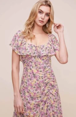 Sylvia Floral Midi Dress -Dresses Sales Store ADR100613 YELLOW LILAC MULTI FLORAL 5