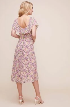 Sylvia Floral Midi Dress -Dresses Sales Store ADR100613 YELLOW LILAC MULTI FLORAL 6