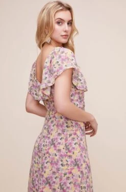 Sylvia Floral Midi Dress -Dresses Sales Store ADR100613 YELLOW LILAC MULTI FLORAL 7