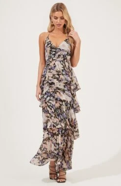 Rosana Floral Tiered Ruffle Maxi Dress -Dresses Sales Store ADR100691 BLACKMULTIFLORAL 1