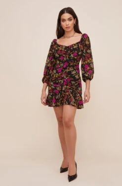 Floral Sweetheart Ruffle Front Dress -Dresses Sales Store ADR100720 BLACK PINKFLORAL 1 fc67ad1e 45c6 476a 9513 4090df6330ea
