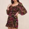 Floral Sweetheart Ruffle Front Dress