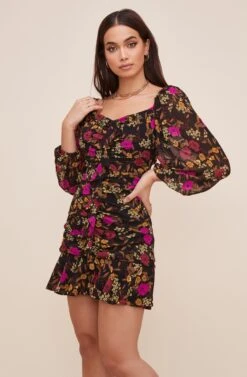 Floral Sweetheart Ruffle Front Dress