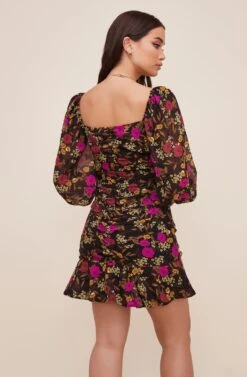 Floral Sweetheart Ruffle Front Dress -Dresses Sales Store ADR100720 BLACK PINKFLORAL 5 c59af63c 74cb 4da7 82e6 0aef2e363ffa