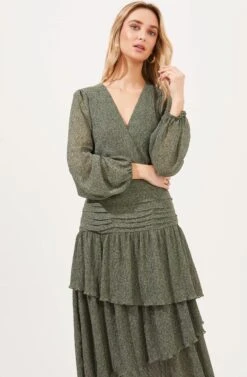 Long Sleeve Ruched Ruffle Maxi -Dresses Sales Store ADR100820 GREENDITSY 3